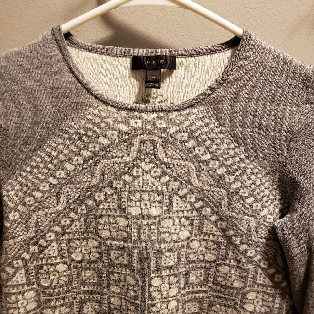 J. Crew Womens knit gray/white sweater